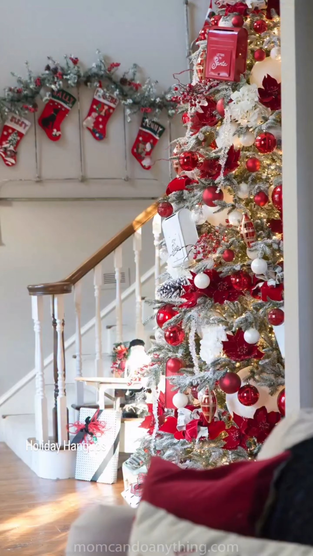 Comment “Designs” to shop this Letters to Santa Christmas Tree.

This red and white tree is one of my favorites! ❤️🤍 I used red velvet ribbon and birch ribbon to make bows, and turned a child’s roll-top desk into the perfect spot to write letters to Santa. Even my dog’s stockings found a home on the staircase bedframe! 🐾🎅

This 10-foot tree is lit with five 73.8’ original warm white snake lights — the same lights used in the cluster strands, just a little longer and more economical. None are connected together — each strand runs from the top to the bottom and plugs into a power strip on the floor. Easy peasy! 💡🎄

Comment “Designs” to shop this look, and follow me for more Christmas decorating ideas and lighting tips all season long! 🌟

#LettersToSantaTree #RedAndWhiteChristmas #HolidayHangups #ChristmasTree #Christmas #Christmaslights #ChristmasDecor #SnakeLights #ChristmasDecorating #Decor #Christmasdecor