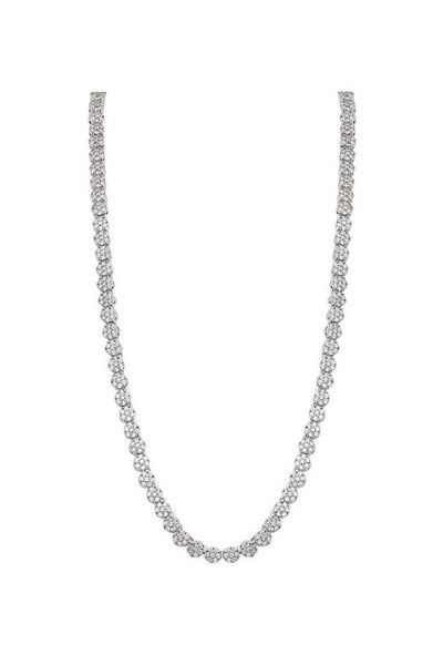 Rhodium Cubic Zirconia Crystal Fine Necklace | Debenhams UK
