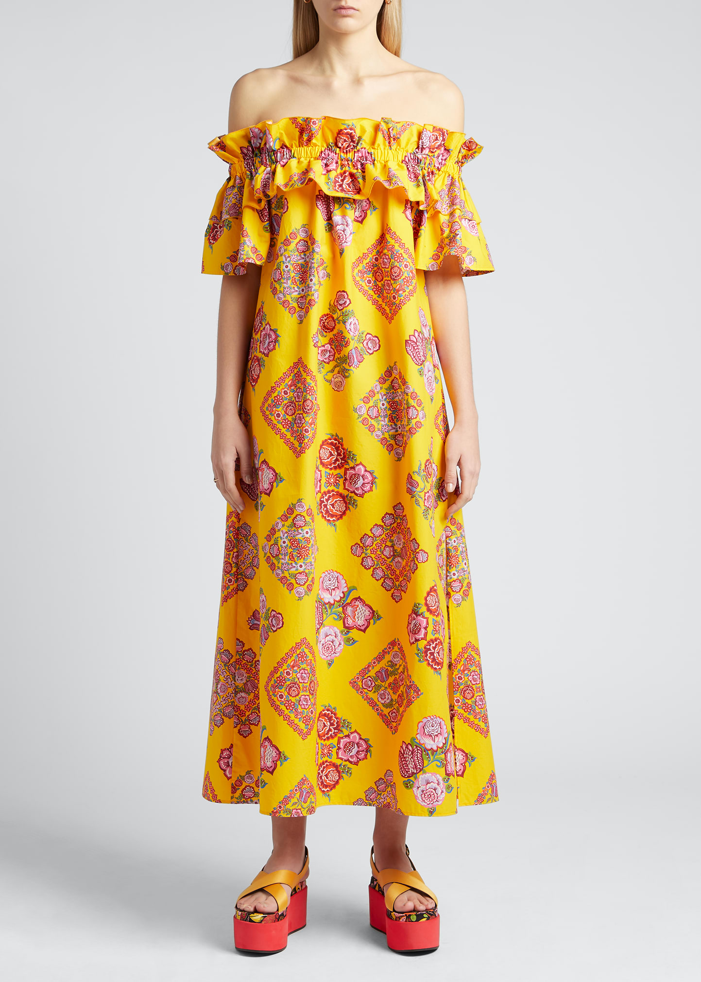 Breakfast Off-the-Shoulder Floral Maxi Dress | Bergdorf Goodman