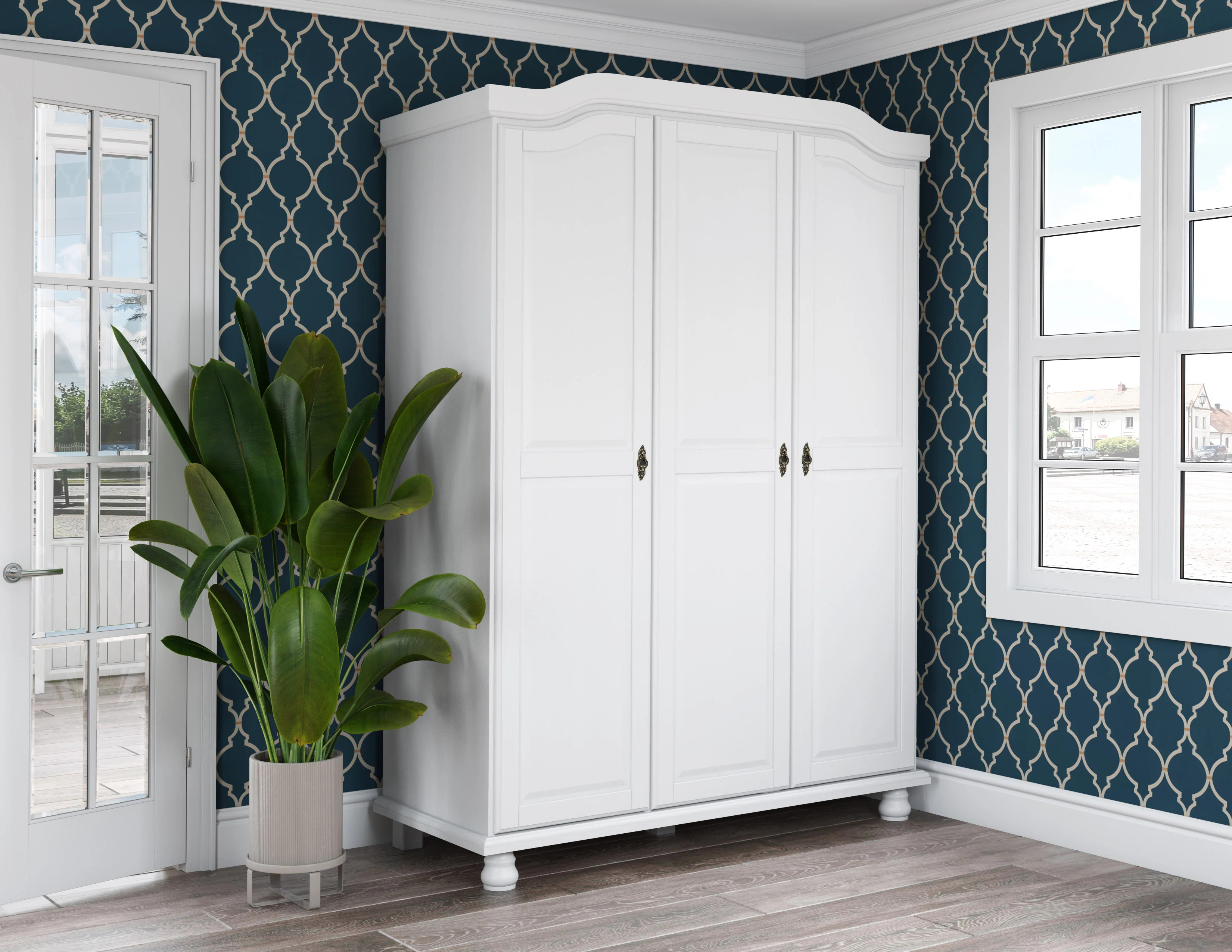 Charlton Home Kyle 100% Solid Wood 3-door Wardrobe Armoire & Reviews | Wayfair | Wayfair North America