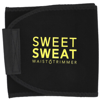 Sports Research, Sweet Sweat®, Waist Trimmer, Medium, Black & Yellow, 1 Belt | iHerb