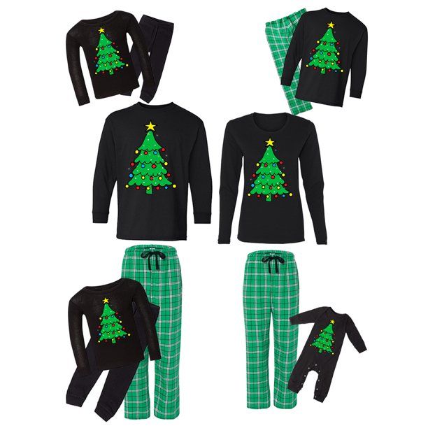 Awkward Styles Family Christmas Pajamas Set Green Holiday Tree Matching Sleepwear - Walmart.com | Walmart (US)