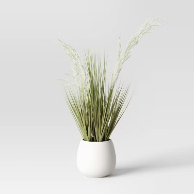 29.5" Large Bear Grass Artificial Plant - Threshold™: Indoor/Outdoor, White Ceramic Pot | Target