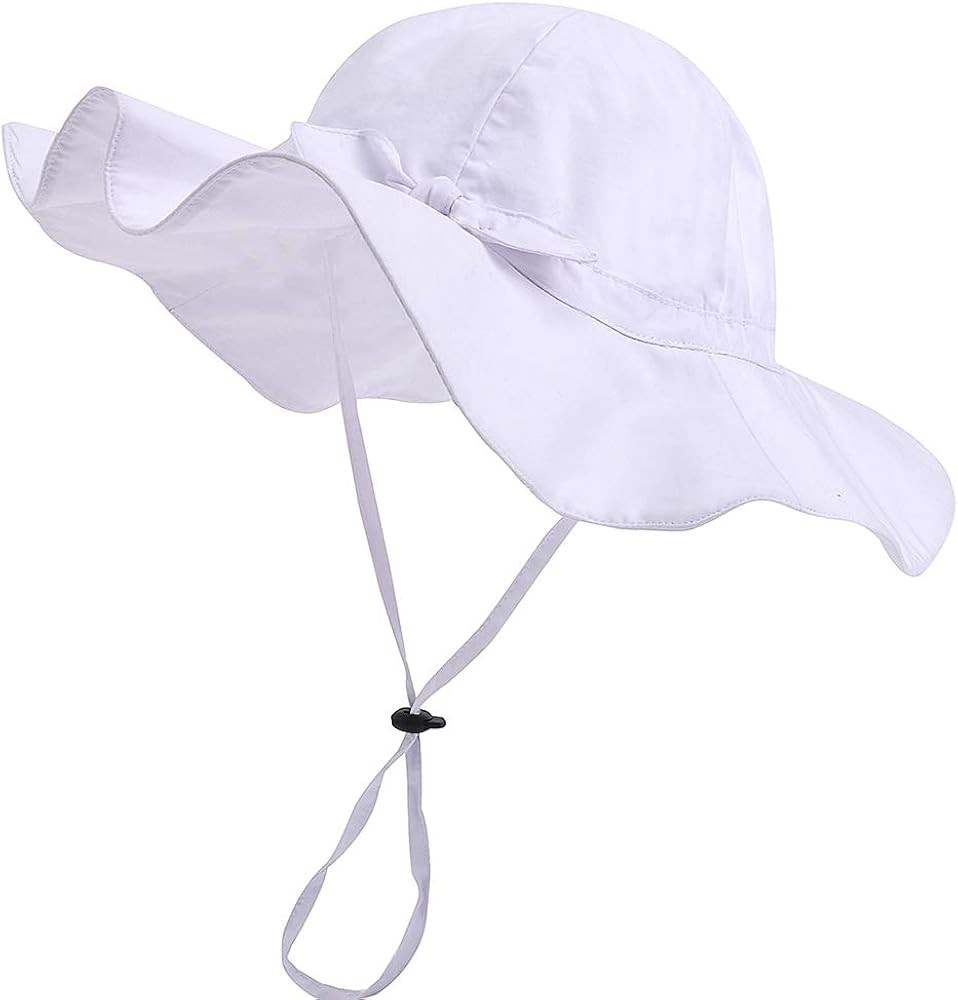 DANMY Baby Girl Sun Hat with UPF 50+ Outdoor Adjustable Beach Hat with Wide Brim Bucket Hats | Amazon (US)