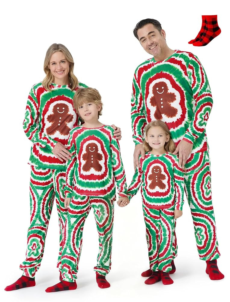 PATPAT Family Matching Christmas Pajamas, Tie Dye Pjs Sets with Snowman & Gingerbread, Includes P... | Amazon (US)
