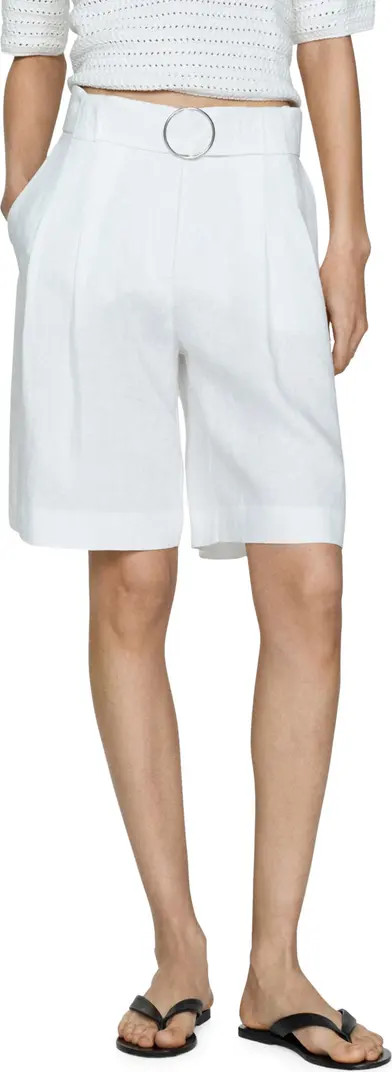 MANGO Belted Linen Bermuda Shorts | Nordstrom | Nordstrom