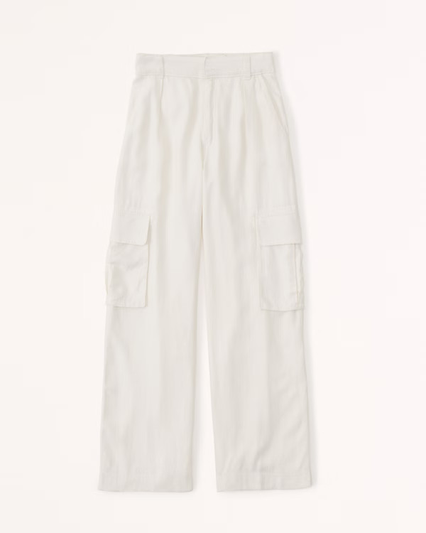 Linen-Blend Wide Leg Cargo Pants | Abercrombie & Fitch (US)