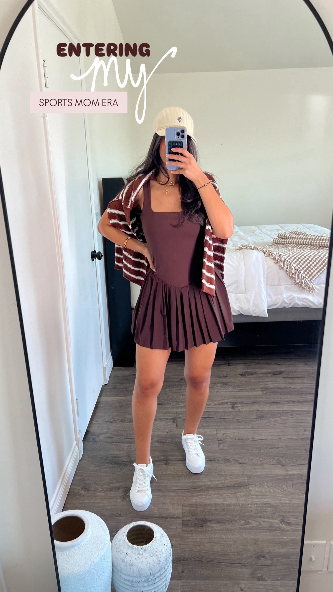 Fall sports mom look ! Love love this tennis dress! Wearing size medium so it’s not too tight! 