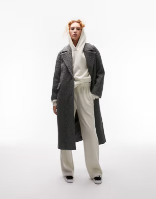 Topshop brushed overcoat in charcoal | ASOS (Global)