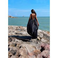 Hand Tie-Dye Maxi Dress, Black Backless Oversized Open Back Dress, Summer Dress | Etsy (US)