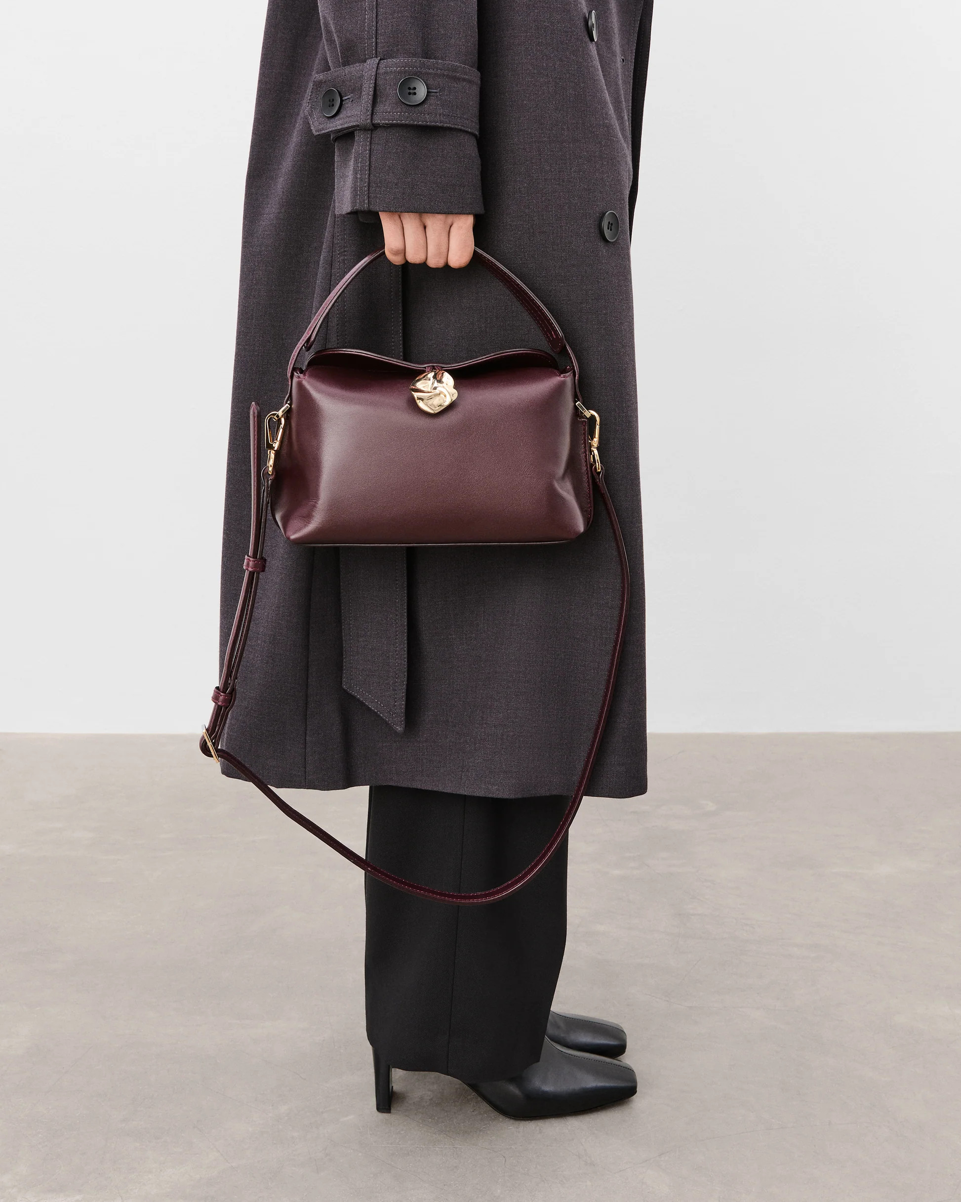 Hanna Mini Bag Leather Burgundy | Flattered