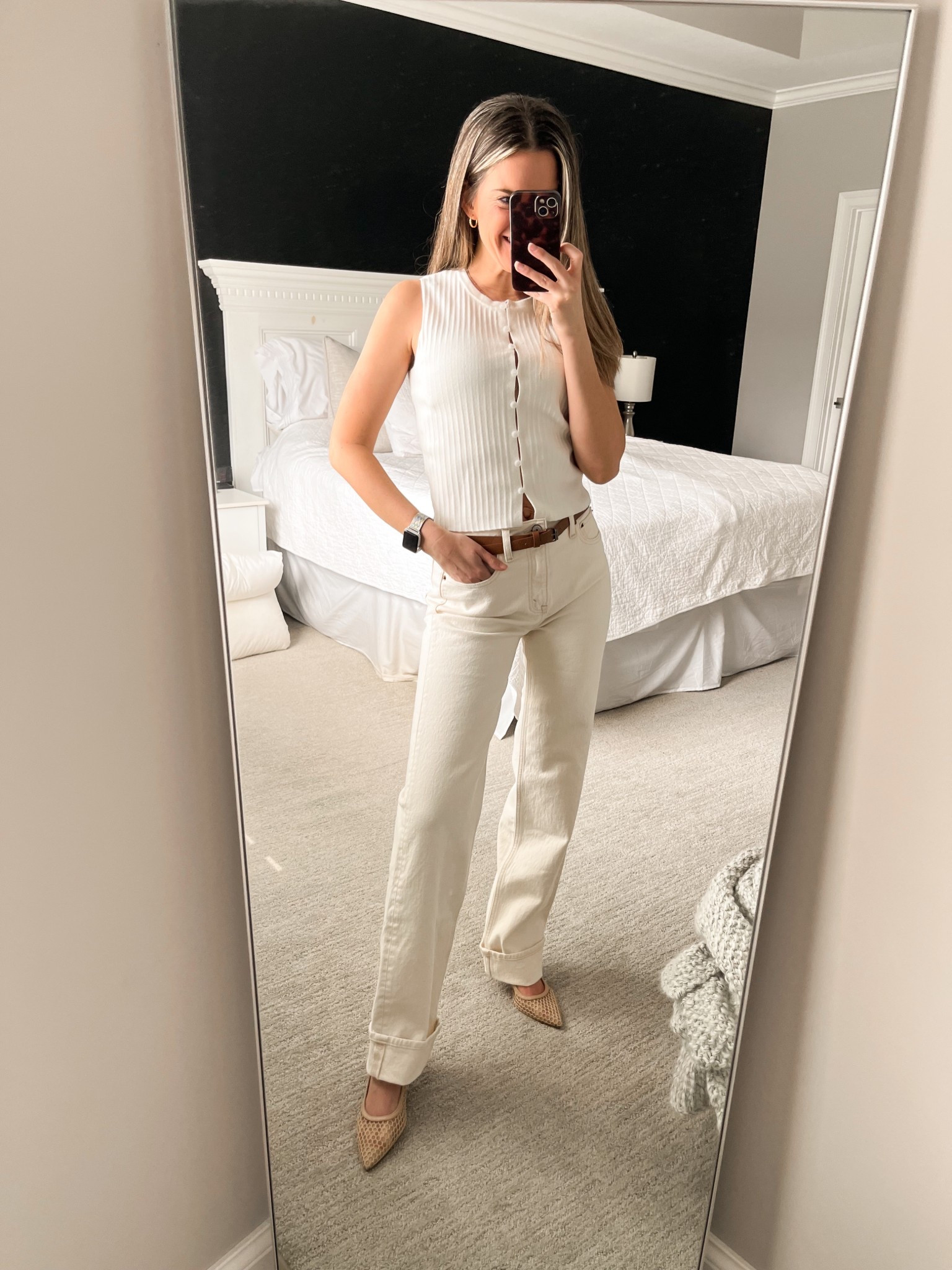 New spring denim from Abercrombie! 🤍🤎 Love this classy, monochromatic look for spring. Abercrombie jeans are my all time favorite. 

Wearing size 25 regular 

#Abercrombie #Abercrombiejeans #Abercrombiedenim

Spring jeans, neutral outfit, classy casual, white jeans, cream jeans, belt outfit, spring outfit, monochromatic outfit, neutrals, abercrombie outfit, mom outfit, date night, spring outfit 2026

#LTKmomlife #LTKOver40