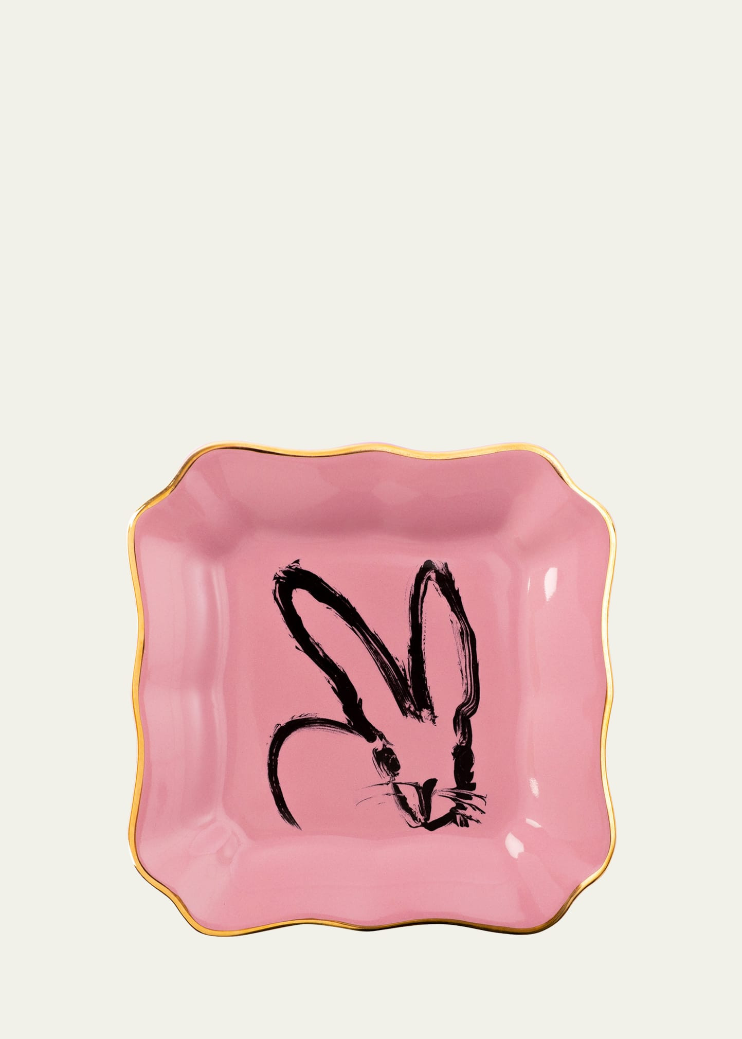 Hunt Slonem Portrait Plate with Gold Rim - Pink | Bergdorf Goodman
