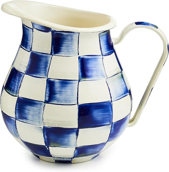 MACKENZIE-CHILDS Enamel Pitcher with Spout for Water, Cut Flowers, and Home Decor, 3 Quarts, Blue... | Amazon (US)