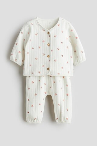H & M - 2-teiliges Set aus gestepptem Jersey - Weiß - Kinder | H&M (DE, AT, CH, NL, FI)