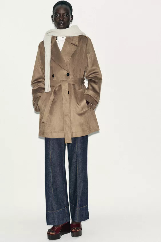 FAUX SUEDE TRENCH COAT | Zara US