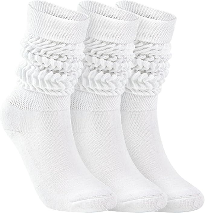 Slouch Socks for Woman 3 Pack Scrunch Socks Soft High Boot Socks Warm Thick Knit Woman Long Socks | Amazon (US)