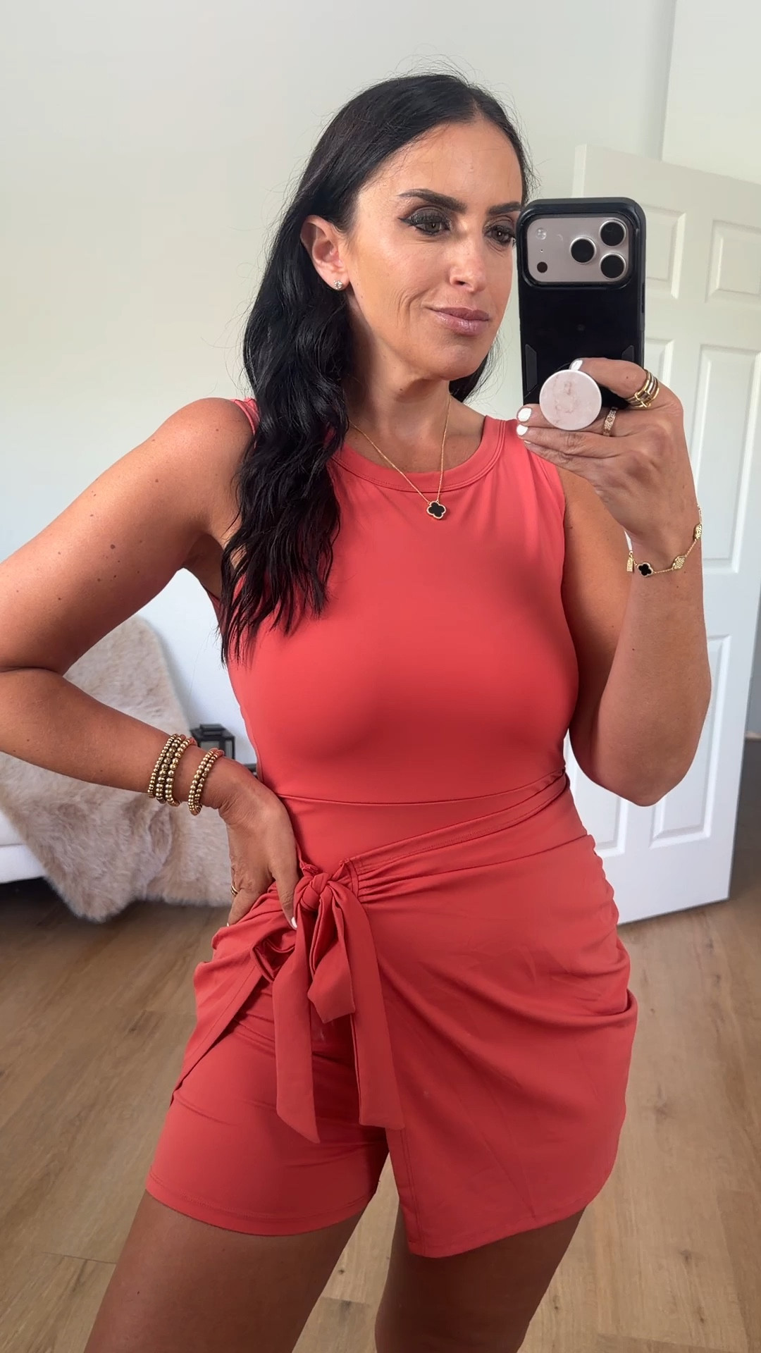  Women Summer Sleeveless Bodycon Tie dress wearing size small. 