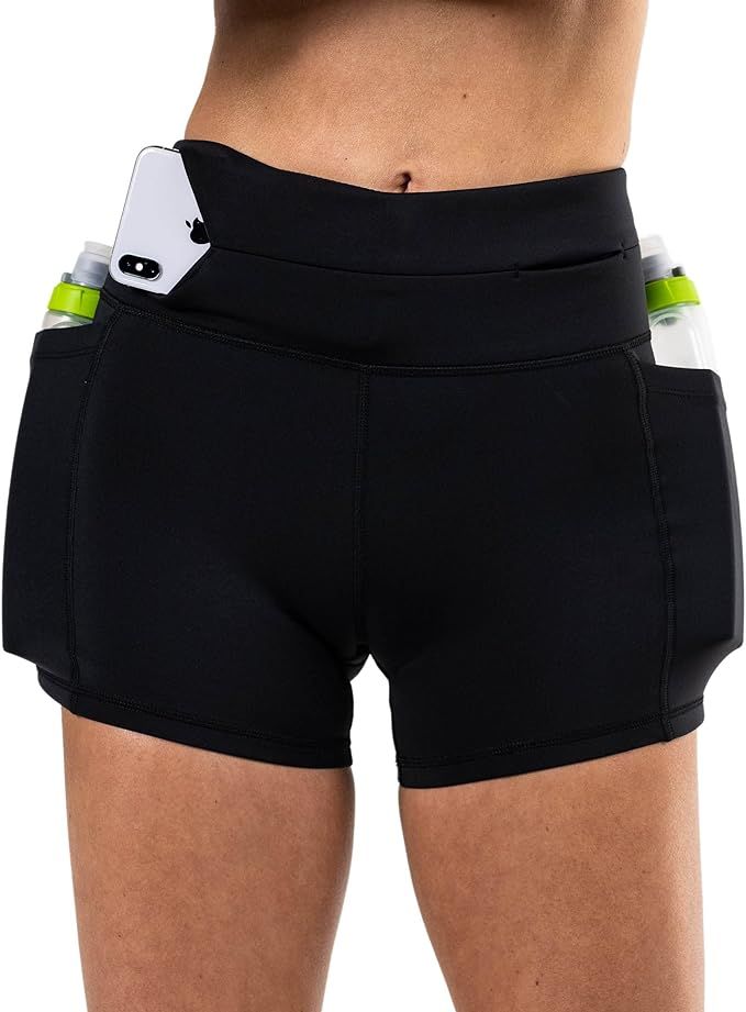 FlipBelt Womens High Waisted Compression Biker Shorts with Pockets for Women, Workout Fitness Run... | Amazon (US)