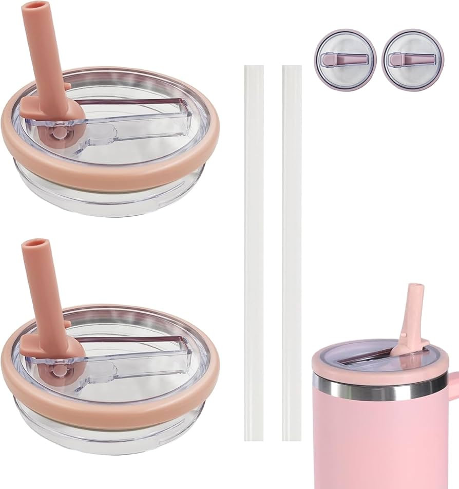 2 PCS 40 oz Replaceble Tumbler Flip Straw Lid for Stanley Quencher, Flip Spill Stopper Lids, Dust... | Amazon (US)