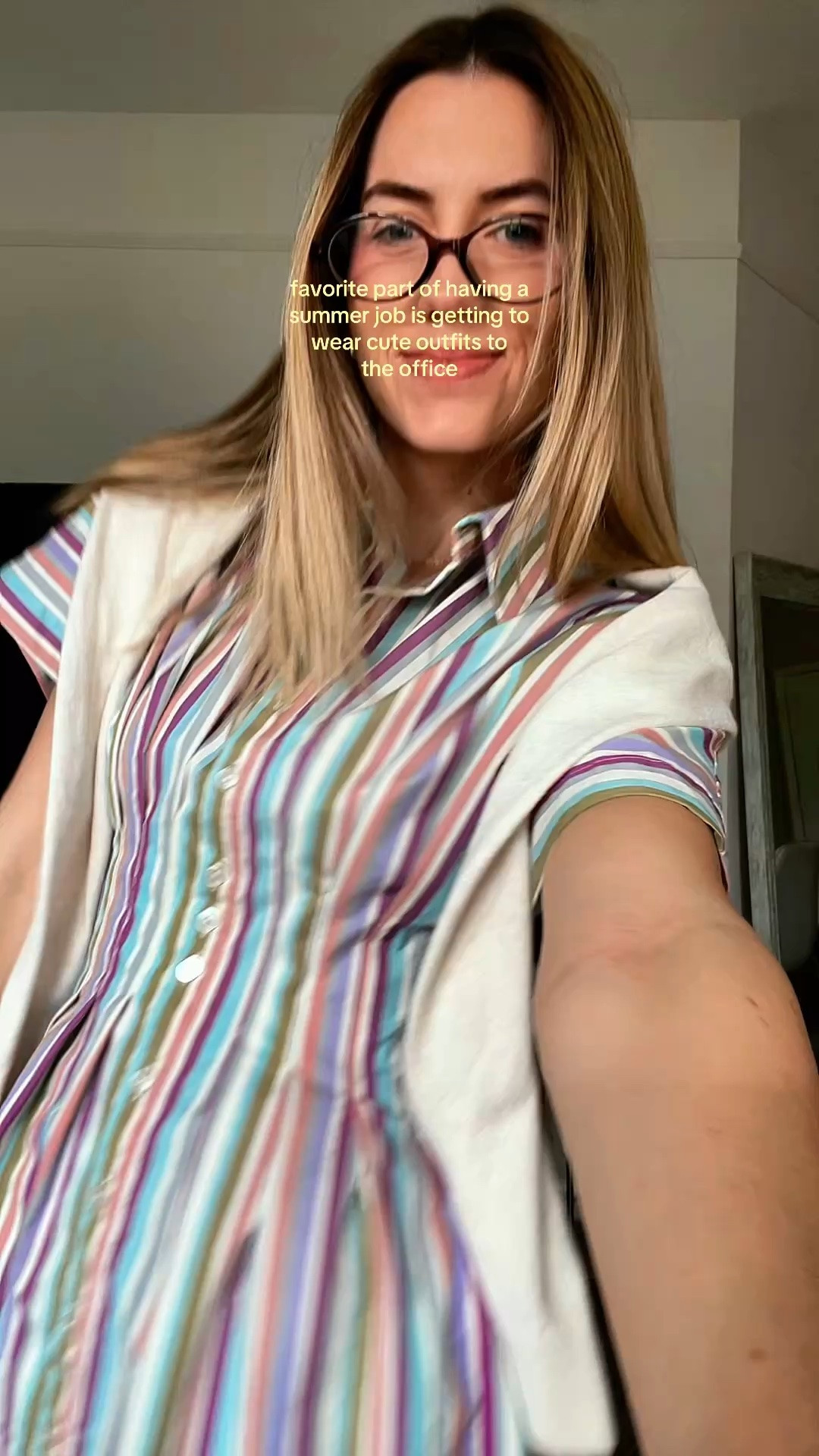 rainbow mini dress runs on the larger side size down for a more snatching fit 🌈 perfect for a summer day in the office! I am wearing a size xs for reference and I am 5’3”￼￼￼

#LTKootd #LTKPetite #LTKWorkwear