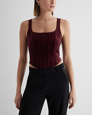 Body Contour Velvet Corset Cropped Tank | Express