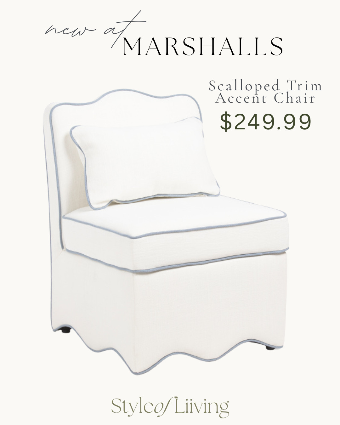Scalloped trim accent chair from Marshalls.
#marshalls #accentchair #scalloped #tjmaxx 

 #LTKSeasonal #LTKHome #LTKSaleAlert