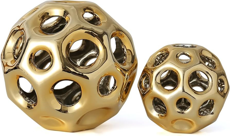 LCCCK Gold Statue Orbs Decorative Balls Sculpture, Gold Geometric Knick Knacks Home Decor Accent,... | Amazon (US)