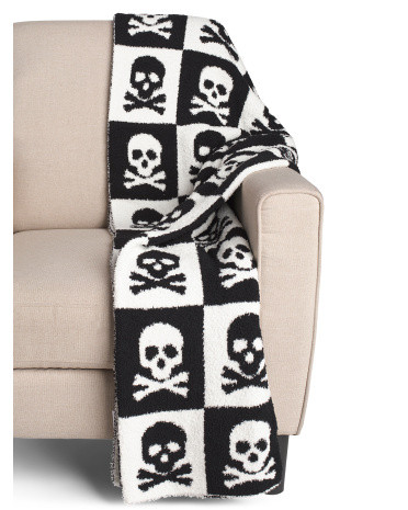 Oversized Skull Feather Knit Throw | TJ Maxx