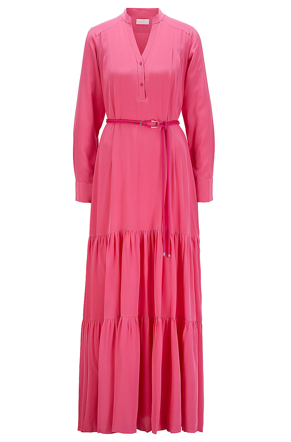 Maxi dress in silk georgette with hardware-trimmed belt | Hugo Boss (US)