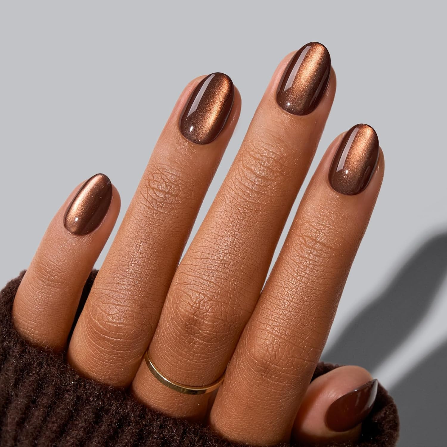 BTArtbox Press On Nails, Extra Short Oval Brown Nails, 32Pcs Full Kit | Amazon (US)