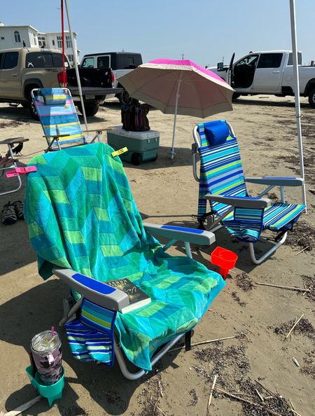 Comfy beach chairs, towel clamps, stale cup holder. 

#LTKSeasonal #LTKswim #LTKtravel