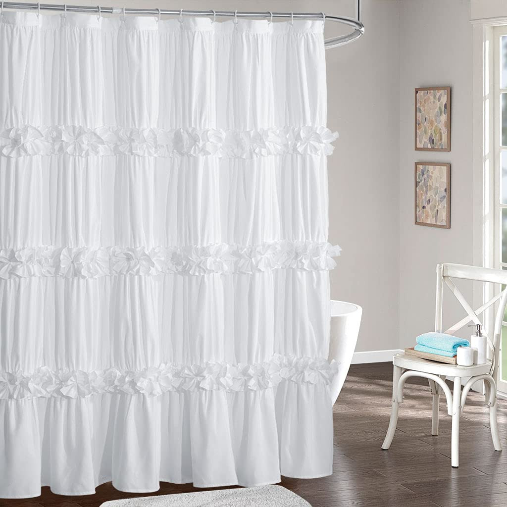 Victorian Ruffle Shower Curtain, Vintage Handcrafted Bow Tie Bath Curtain for Master Bathroom, Ru... | Amazon (US)