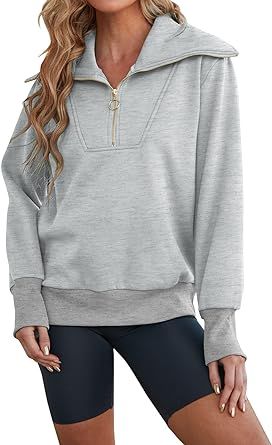Micticsi Quarter Zip Pullover Women Oversized Fleece Half Zip Sweatshirts Hoodie for Teen Girls Y... | Amazon (US)