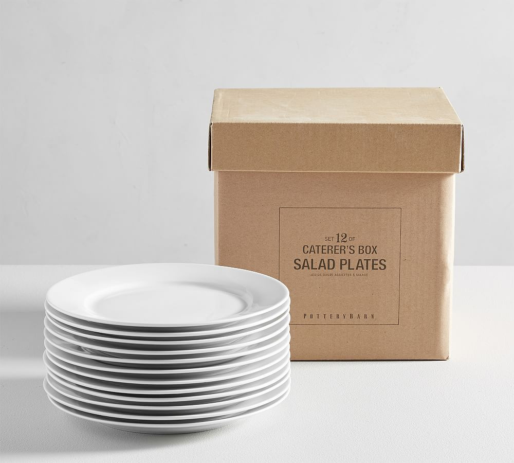 Caterer's Box Rim Porcelain Salad Plates - Set of 12 | Pottery Barn (US)