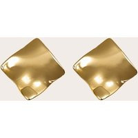 Gold Water Resistant Crinkle Twist Stud Earrings | PrettyLittleThing US