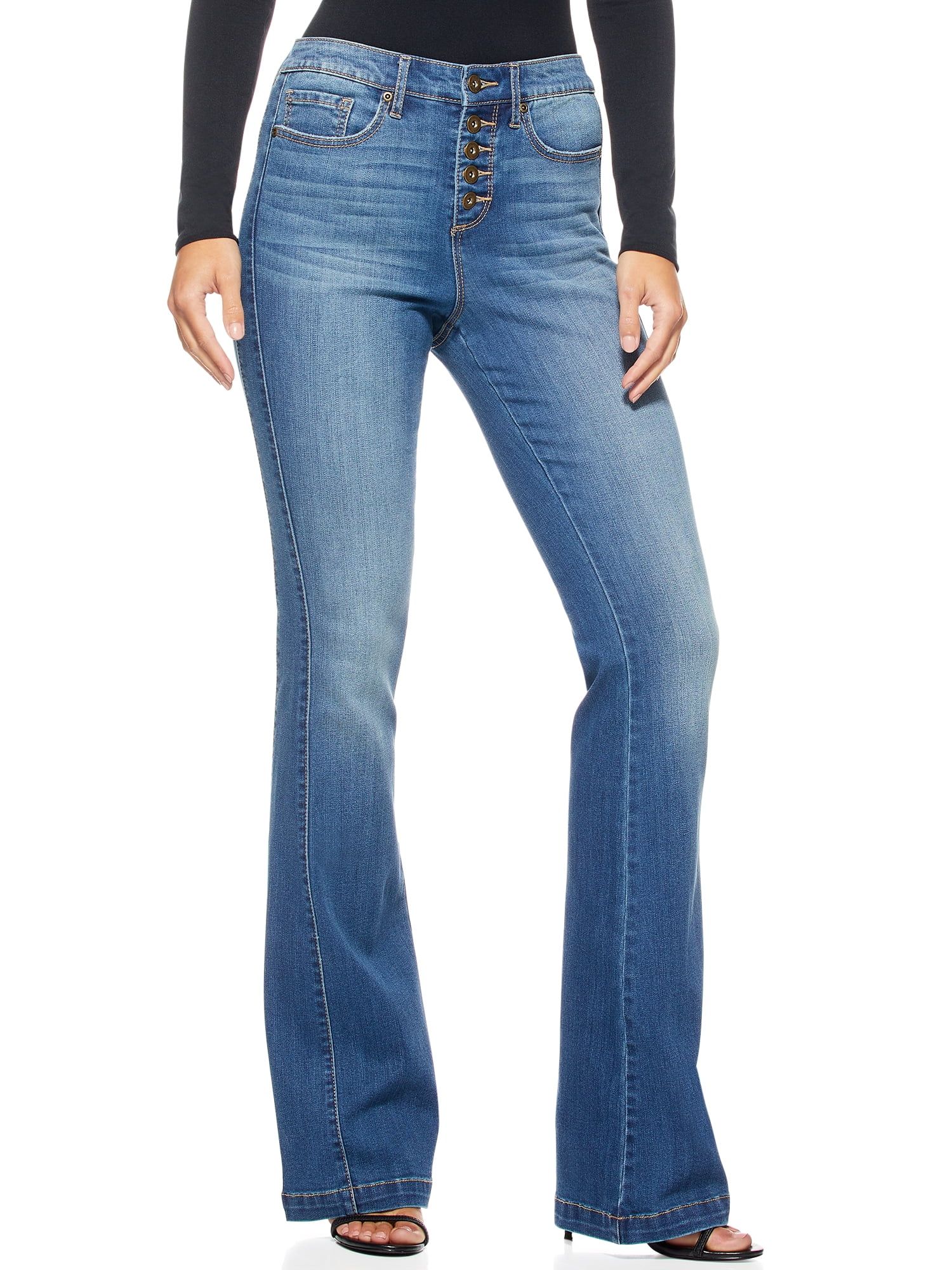 Sofia Jeans by Sofia Vergara Women's Melisa Flare High Rise Button Front Side Panel Jeans - Walma... | Walmart (US)