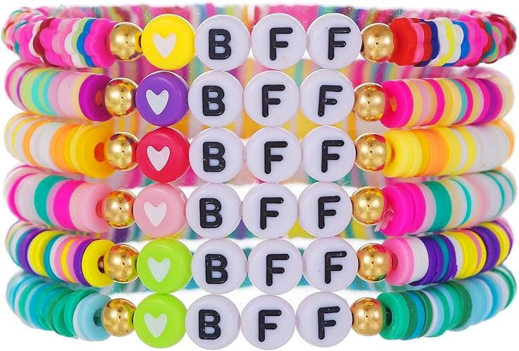 Friendship Bracelets for Women - Heishi Surfer Colorful Smile Evil Eye Clay Beaded Stretch Bracel... | Amazon (US)