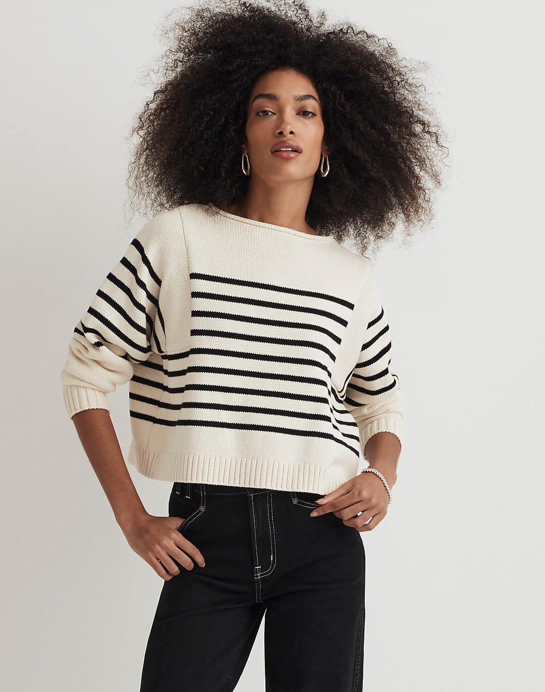 Rolled-Neck Pullover Sweater in Stripe | Madewell