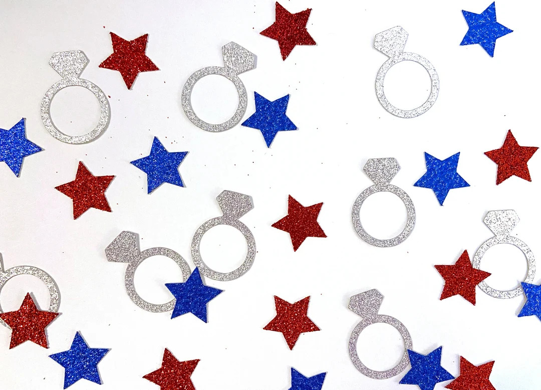 4th of July wedding confetti, ring confetti, red white and blue wedding decor, patriotic wedding ... | Etsy (US)