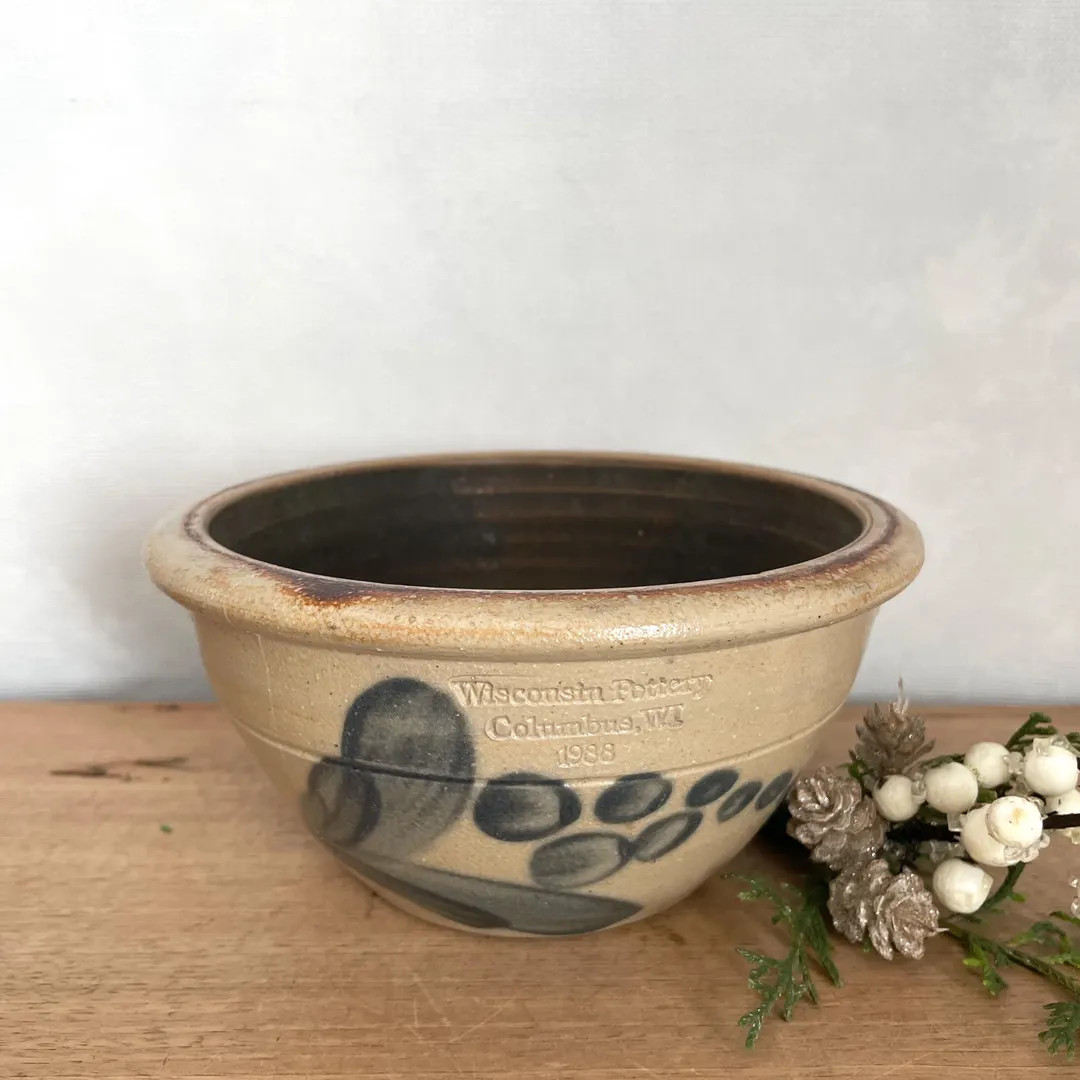 Wisconsin Pottery Crock Glazed Pottery Bowl Handmade Pottery Cobalt Blue Pottery Crock Vintage Sa... | Etsy (US)