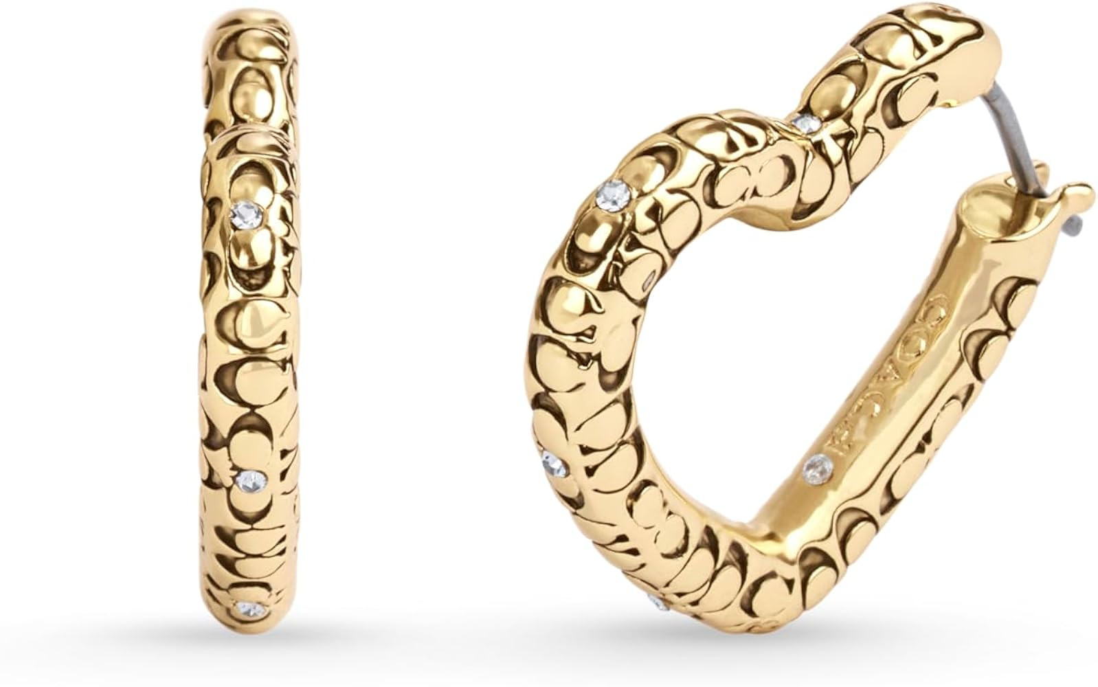 COACH Womens Signature Quilted Heart Hoop Earrings | Amazon (US)
