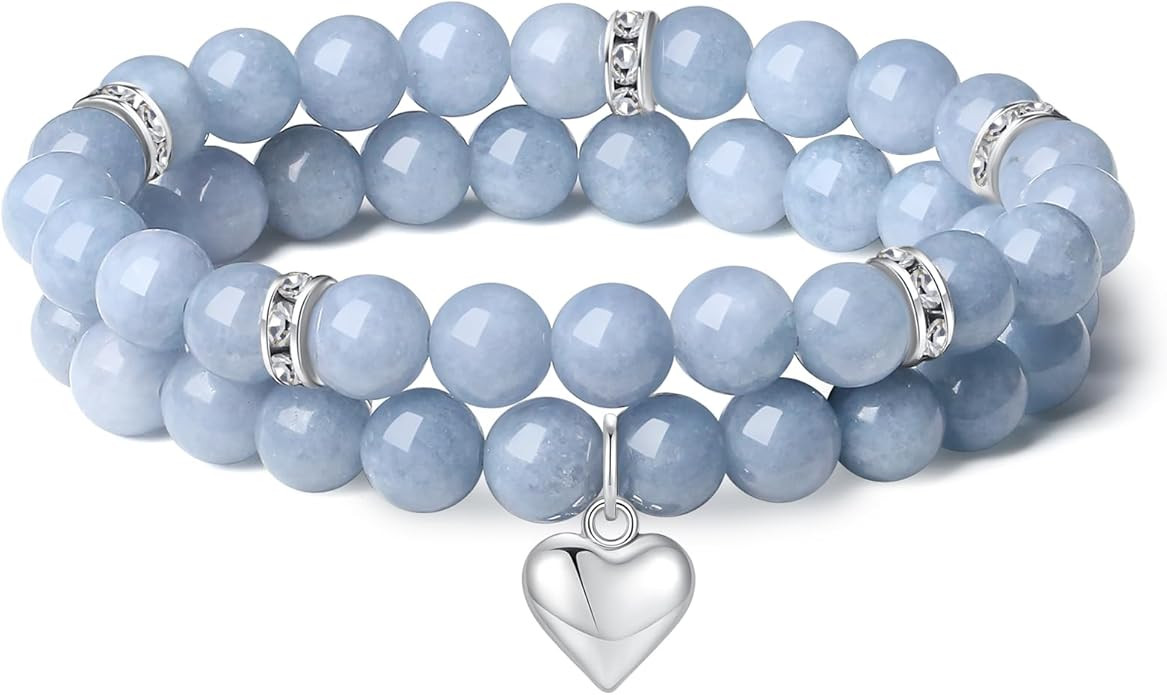 DUQGUHO Heart Bracelet for Women Healing Crystals Bracelets 8mm Love Charm Bracelet for Women Nat... | Amazon (US)