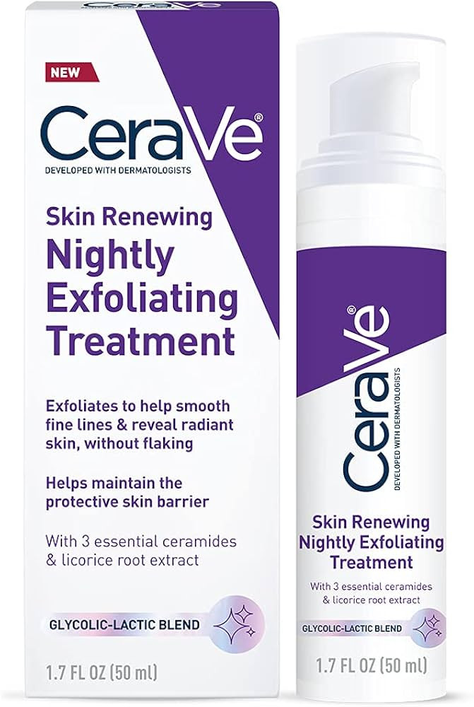 CeraVe Skin Renewing Nightly Exfoliating Treatment | Anti Aging Face Serum with Glycolic Acid, La... | Amazon (US)