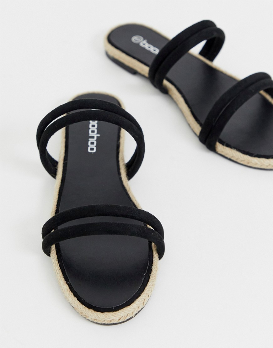 Sandalias planas de esparto en negro de Boohoo | ASOS (Global)