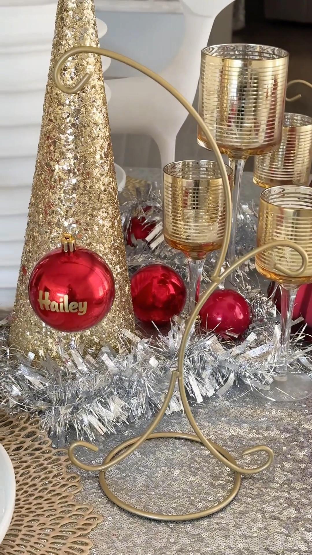 Floating ornament place card settings for Christmas tablescape ❤️ 


#LTKHoliday #LTKSeasonal #LTKHome