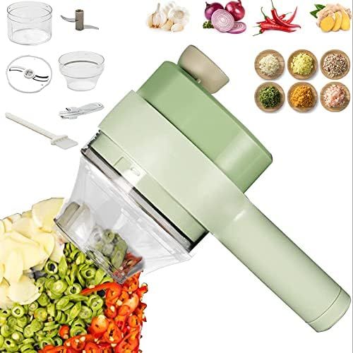 4 in 1 Portable Electric Vegetable Cutter Set CAMMILE Wireless Food Processor for Garlic Pepper Chil | Amazon (US)