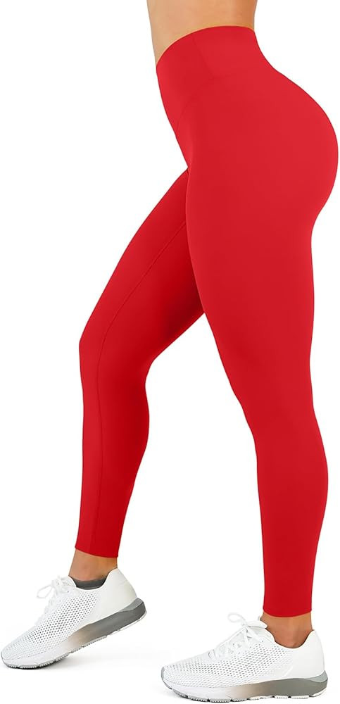 High Waisted Leggings for Women - No Front Seam Tummy Control Yoga Pants for Workout Running No S... | Amazon (US)