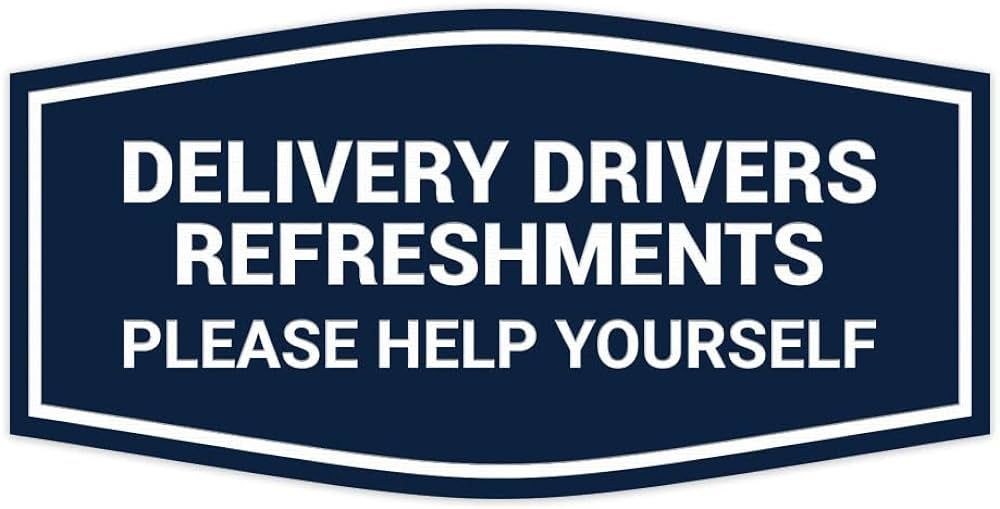 Signs ByLITA Fancy Delivery Drivers Refreshments Please Help Yourself Sign (Navy Blue/White) - La... | Amazon (US)