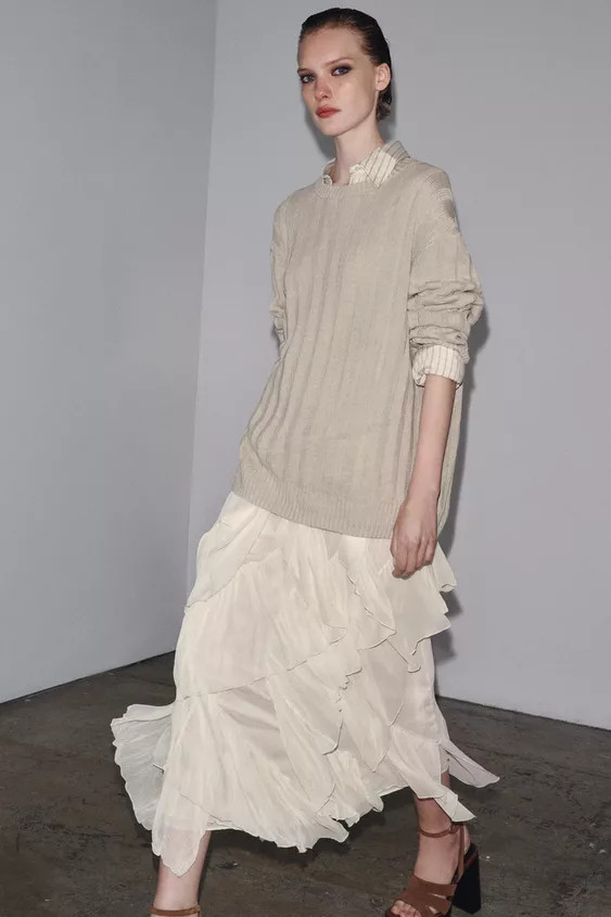 ZW COLLECTION COTTON GAUZE SKIRT | Zara UK